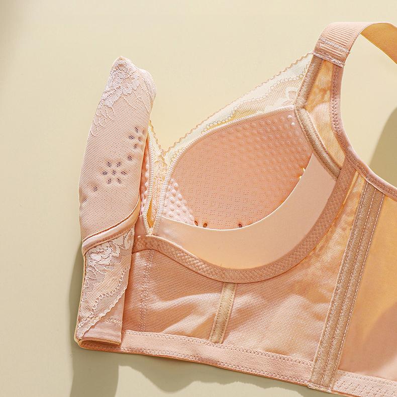 Adjustable Bra for Summer Thin Underwear with Gathered Upper Support To Prevent Sagging and Fishbone Design Without Steel Rings