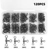 120-Piece Barrel-Shaped Through-Hole Swivel Set: Three-Way, 8-Shaped Fishing Tackle Accessories Kit.