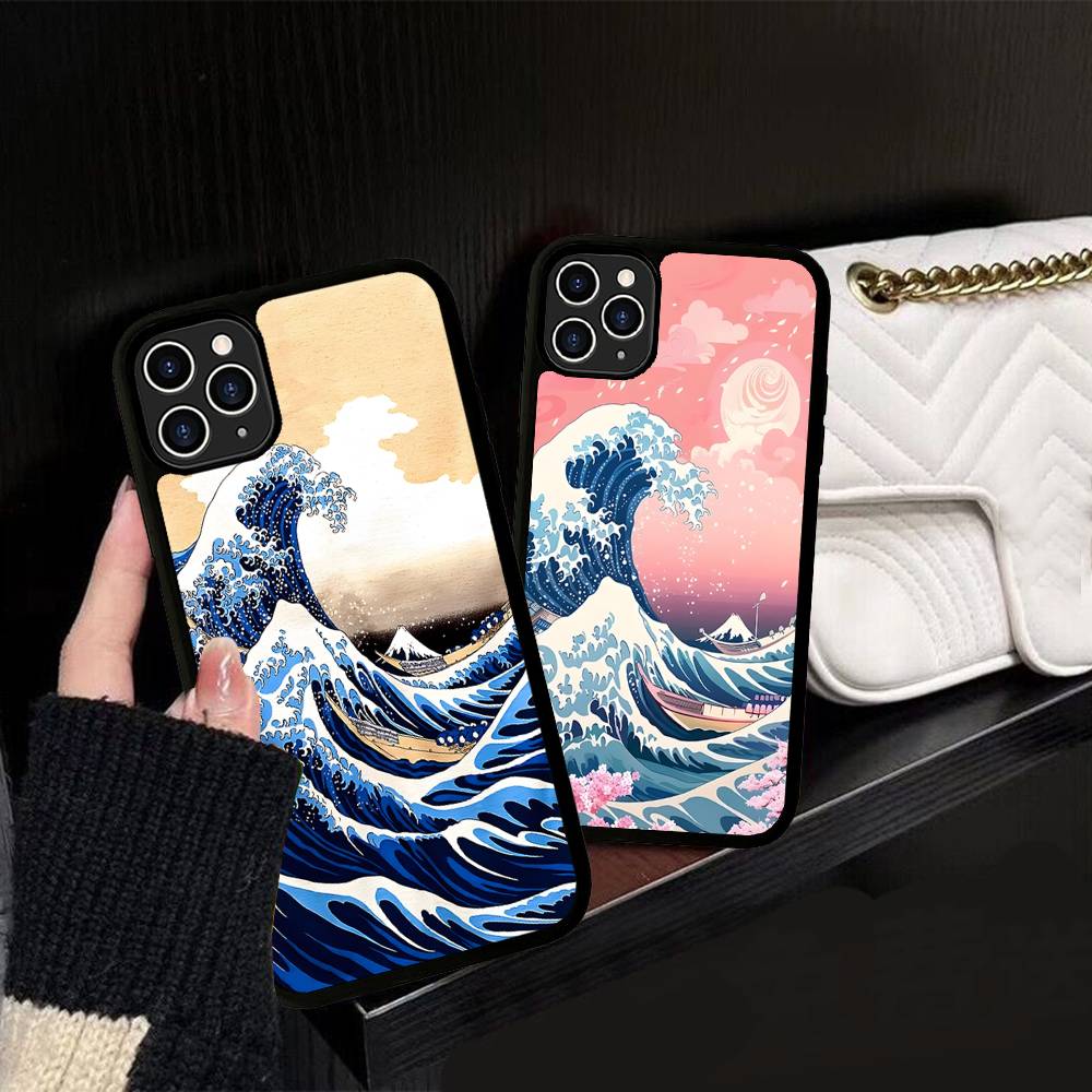 Kanagawa Great Wave Anime Phone Case For Iphone 16 15 14 13 12 11 Pro Max Plus Shockproof TPU+PC Hard Case