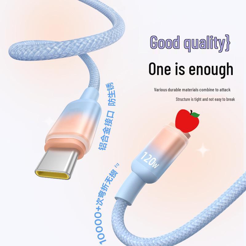 Braided 6A 120W Fast Charging Data Cable for Apple iPhone 14/13/12/11/8s/6 PD Charging