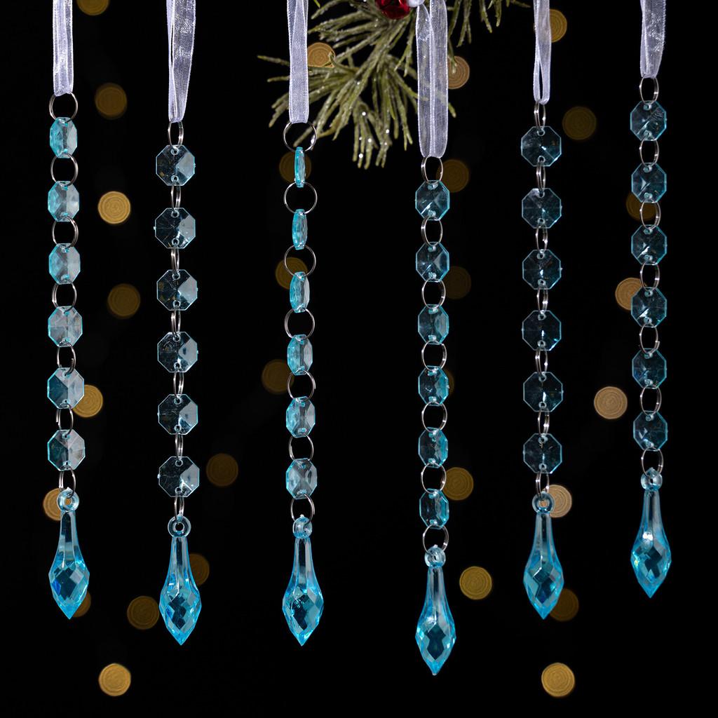 Christmas Acrylic Icicle Hanging Decorations Pendant With Snowflake Design For Festive Tree Decor
