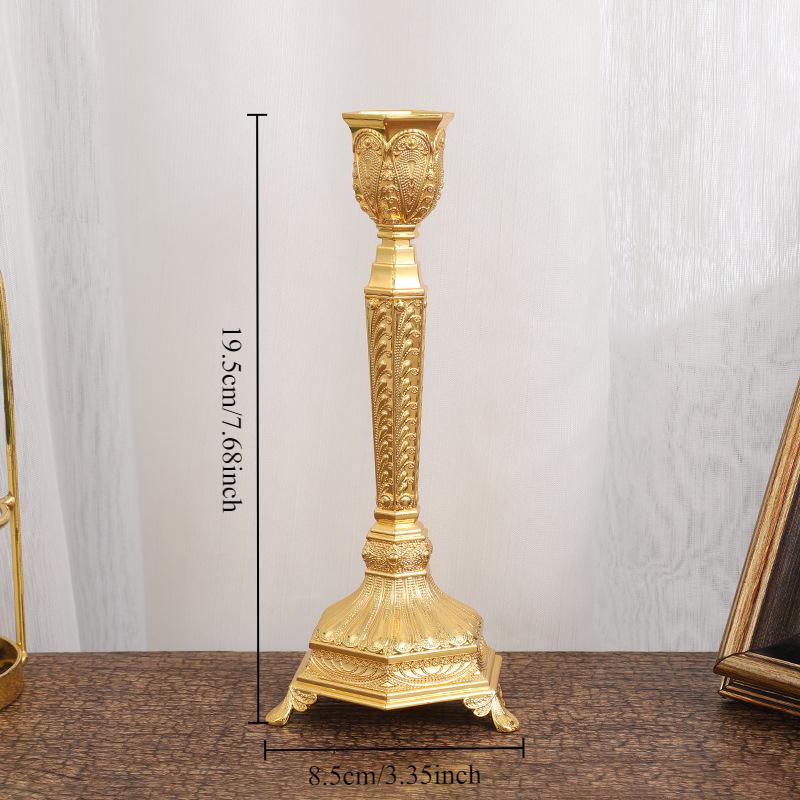 Europäischer Luxus Goldener Kerzenständer Klassische Reliefskulptur Kerzenhalter Hochzeitsmittelstücke Heim Esszimmertisch Dekorationen