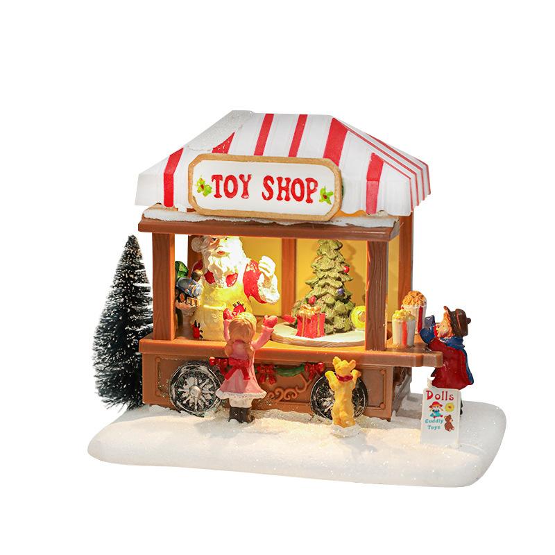 Christmas Village Accessories LED Lighted Christmas Village Houses Xmas Vacation House Statue Xmas Village House for Home Decor