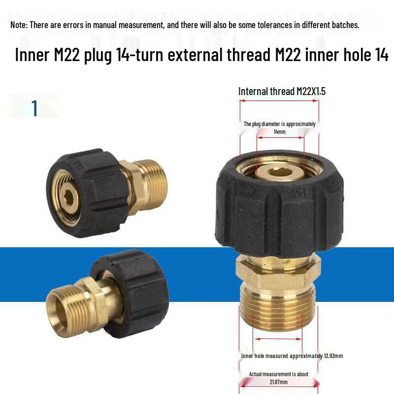 High-Pressure Water Spray Gun & Hose Fittings with M22-1/4 and M22-3/8 Quick Connect