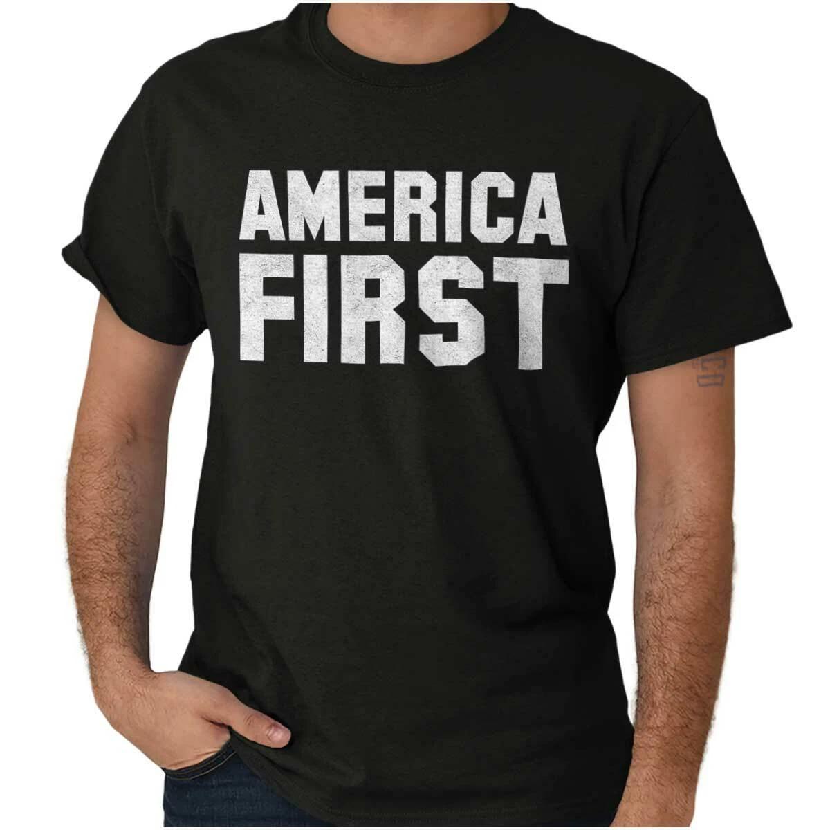 America First Donald Trump USA Republican Womens or Mens Crewneck T Shirt Tee XXXL