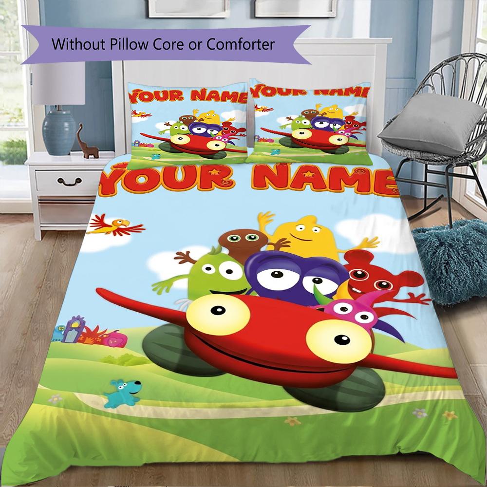 Custom Name Babblarna Pattern Bedding uilt Set uilt Cover Pillowcase Home Decoration Birthday Gift (1*duvet cover+2*pillowcase without core)