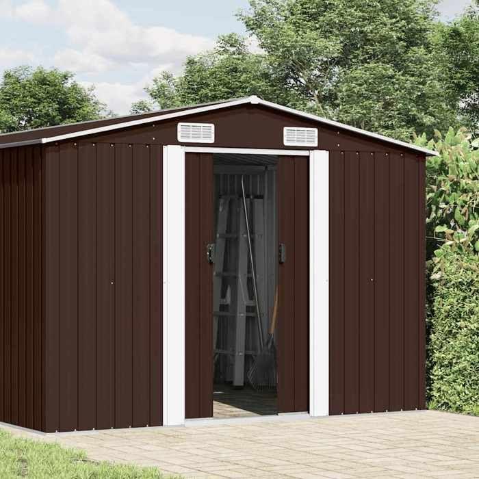 VidaXL Garden Shed 257x489x181 Cm Metal Brown 143351