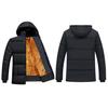 Men Winter Cotton Coat Padded Thick Plush Solid Color Hooded Long Sleeve Soft Button Closure Mid Length Windproof Pockets Elastic