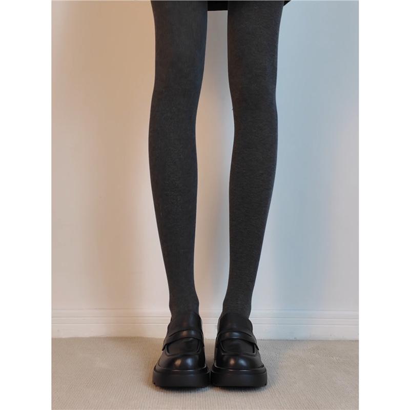 Platform muffin one-pedal loafers women's retro British black versatile small leather shoes single shoes thick heel loafers