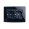 French Electrical Socket 16A 220V Double Wall Outlets Glass Crystal Panel 123*86mm New Built-in Plug Home Improvement