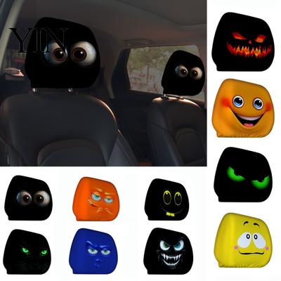 Easy Install Headrest Sleeves Car Cover, Funny Horror Cartoon Print, Stretchy Seat Covers Protector, Auto Interior Decoration for Cars SUVs Quick Fit