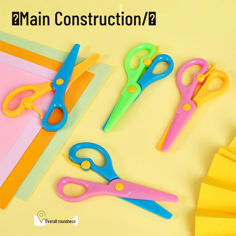 Cute Children's Round-Head Safety Scissors - Plastic Hand-Friendly Paper Crafting Tool for Kindergarten and DIY Projects