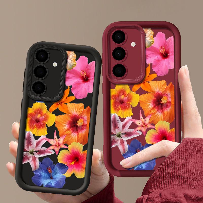 Hülle mit Blumendruck für Samsung S25 Ultra S24 FE S23 S22 A56 A36 A16 A15 A55 A35 TPU Weich Matt Stoßfest Handyhülle