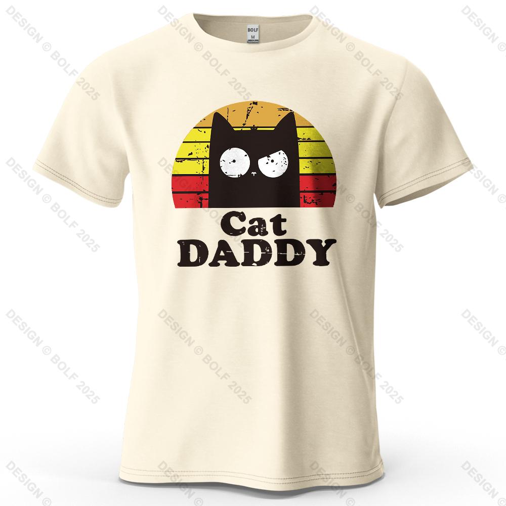 

Cat Daddy Printed Men s T-Shirt 100% Cotton Oversized Playful Retro Graphic Tees for Women Tops Tees Casual Streetwear 4XL