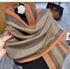 Women's Winter Plaid Imitation Cashmere Tassel Scarf, Thickened Korean Style Neck Warmer
