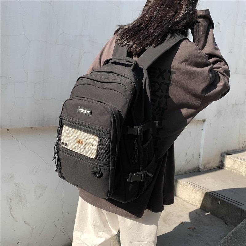 Rucksack mit großem Fassungsvermögen Studentenrucksack Lässiger einfacher Rucksack für Universität Mittelstufe College Mode Reisegepäck