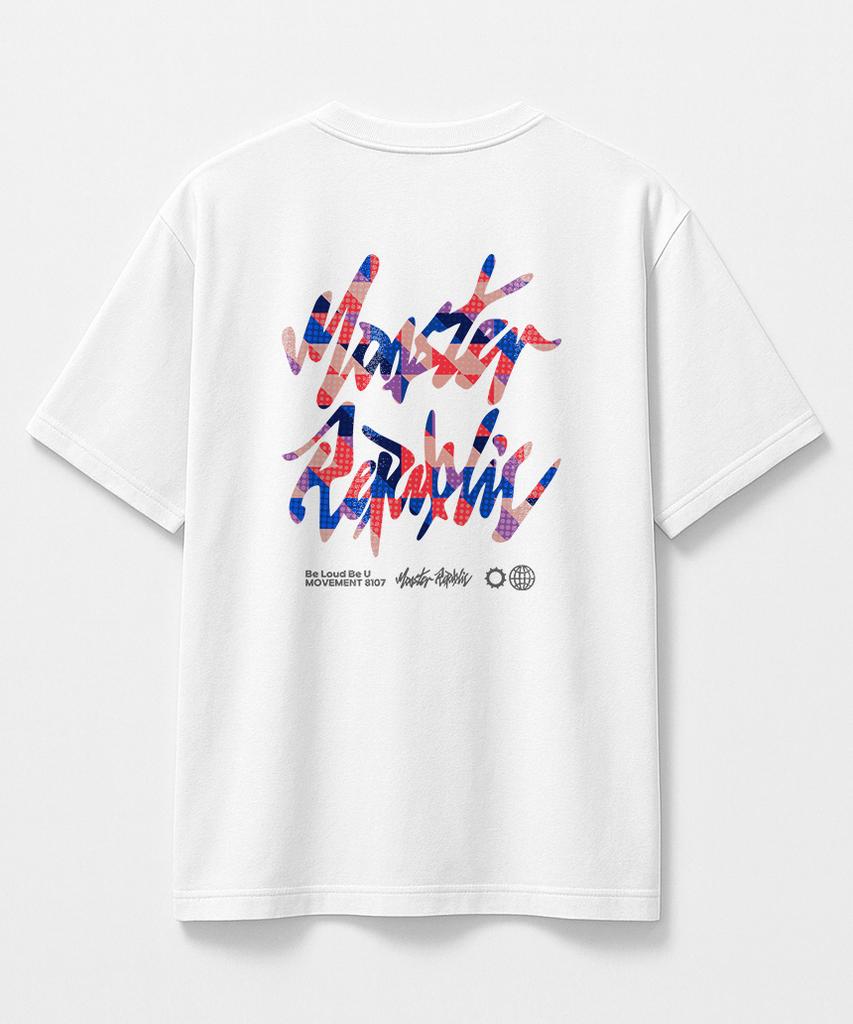 MONSTER REPUBLIC Vintage Circle Logo Mix Red T-Shirt White_8107