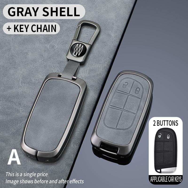 Metal + Leather Car Key Cover Case Fob For Jeep Renegade Compass Grand Cherokee For Chrysler 300C Wrangler Dodge Car Accessaries