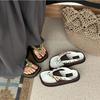 New Round Head Pinch Foot Flat Bottom Cool Slippers Roman Style Roman Sandals Soft Sole Light and Comfortable Outside Wear Cool