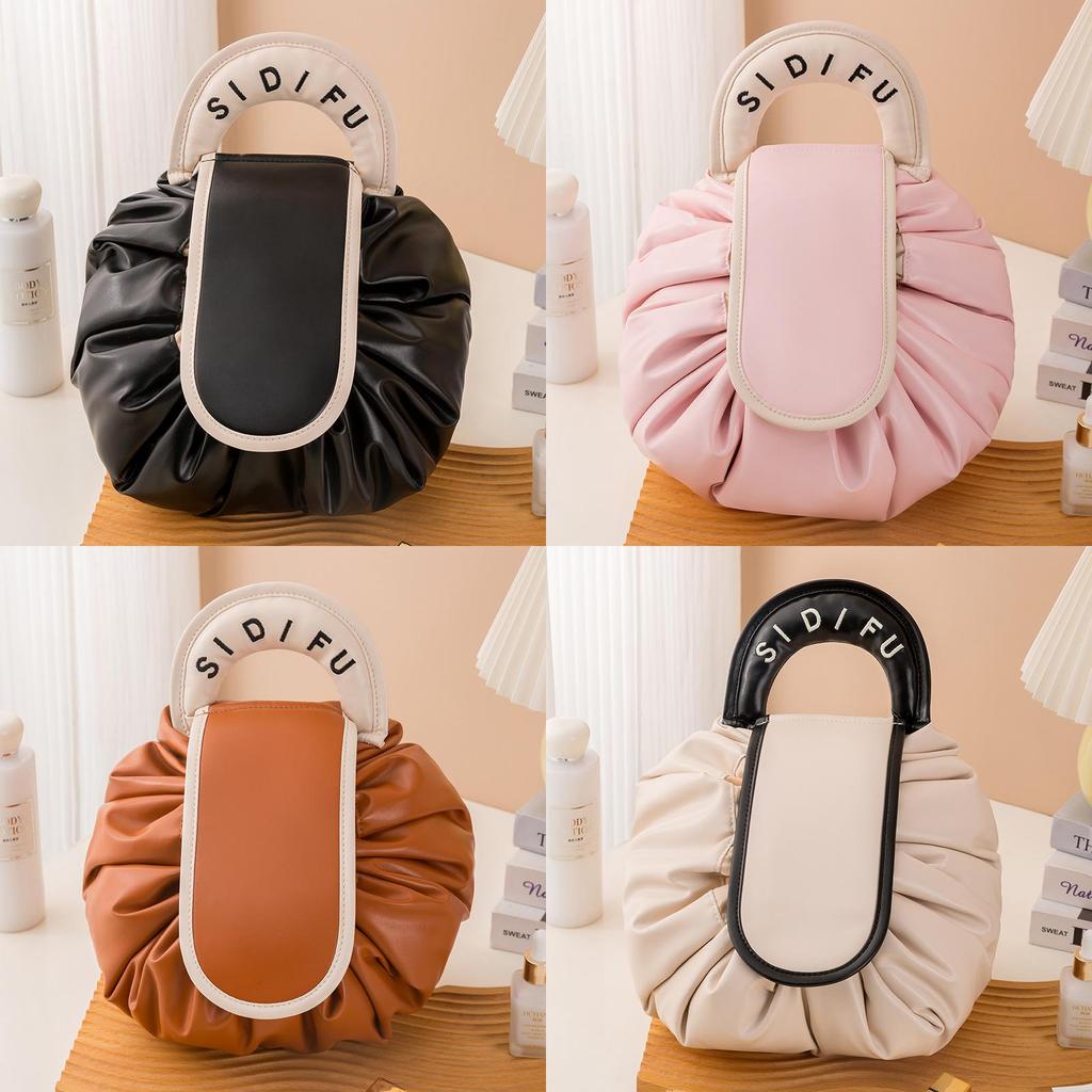Trendy Large Capacity Waterproof Travel Makeup Bag Drawstring Foldable Bag Wash