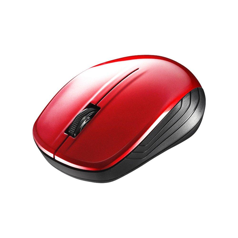 Buffalo BUFFALO Wireless BlueLED BSMBW105RD (2.4GHz) 3-Button Mouse, Red,