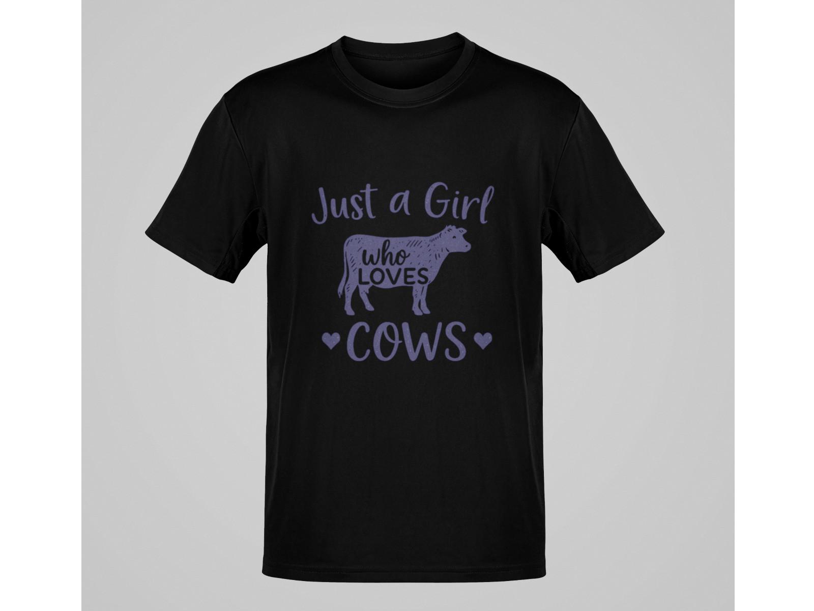 Just a Girl Who Loves Cows Shirt Cute Farm Animal Lover Country Western Tee S