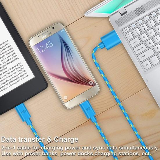 OLAF Universal 1M Nylon Woven Wire Micro USB Phone Charger Sync Data Cable Cord