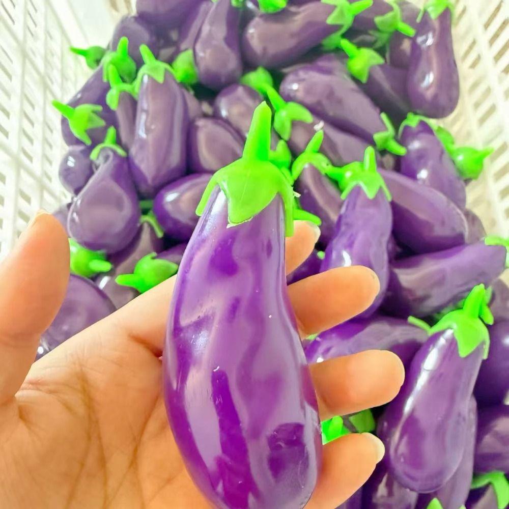 Realistic TPR Fidget Toy Super Soft Eggplant Squeeze Toy Eggplant Squishy Toy Office Desk Toy