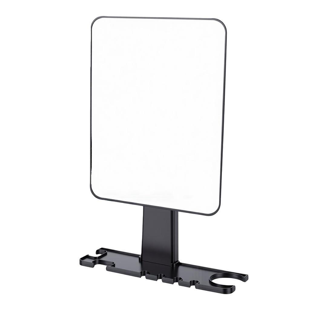 Fogless Shower Mirror with Storage Rack Wall Mounted Water Proof Shower Shaving Mirror Black