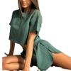 European & American Casual Women's Summer Pajama Set - Comfortable Sexy Solid Color, Short Sleeve & Shorts 2-Piece Set