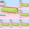 CORTIS Green Canvas Pencil Case – Logo Design, 22cm Simple Zip Student Stationery Bag
