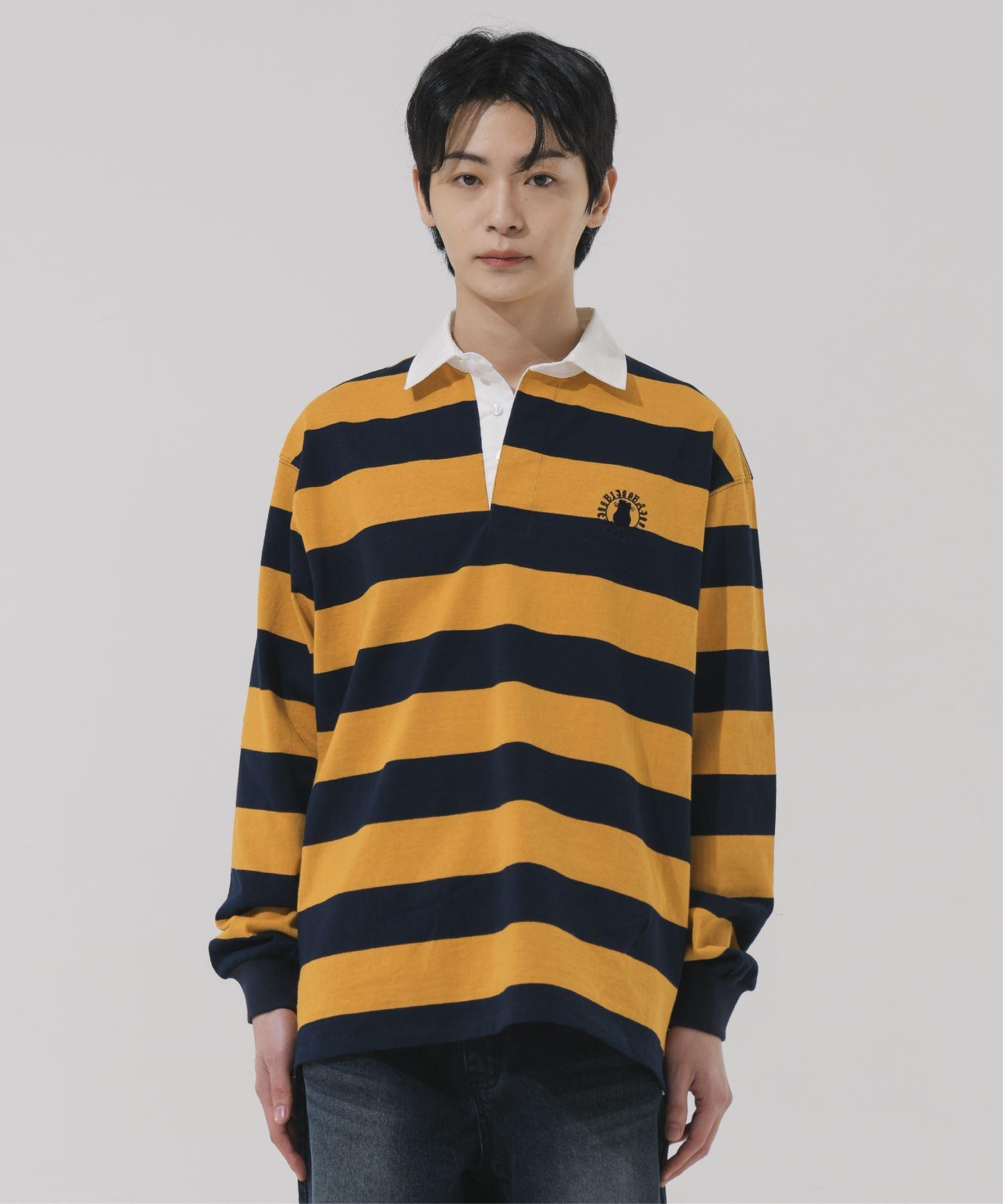 Bajubiju Circle Embroidery Over-Fit Rugby Shirt [Yellow] L