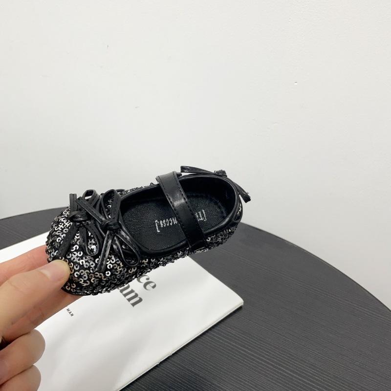 Girls' Bowknot Princess Shoes Baby Girl's Sequined Small Leather Shoes Soft Sole Non-slip Shoes
