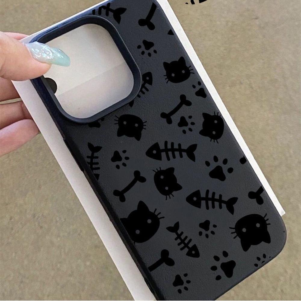 

Чехол для телефона iPhone 11 13 XR XS Max, чехол для iPhone 12 14 15 16 Pro Max 12 Pro 15 Plus, кожаный, окрашенный, водонепроницаемый, устойчивый к падениям и износу, мультяшный iPhone 11 чёрный