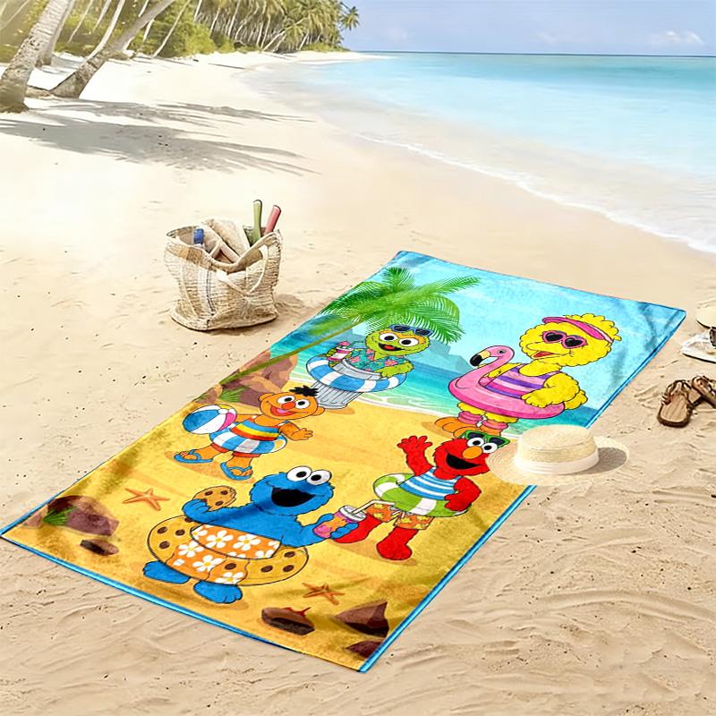 Sesame-Street Print Beach Towel, Large Soft Quick Dry Towel for Beach Camping Swimming