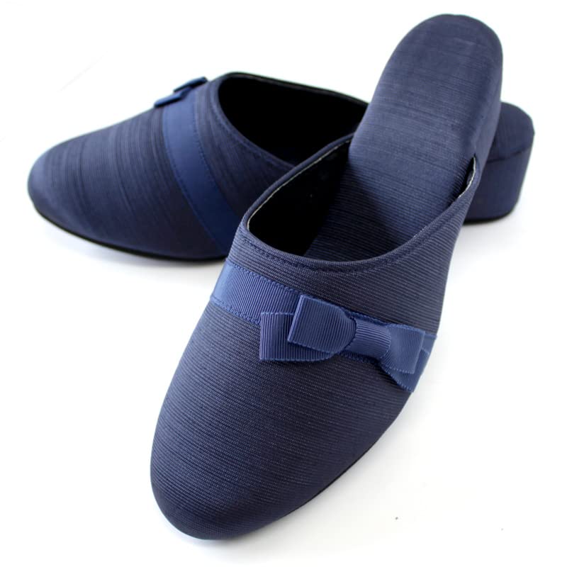 Kirsch Blute Grosgrain Slippers with 5cm Heel and Drawstring Navy Mini Women's Bag, Blue, Ribbon, MOR-SPB-15-L
