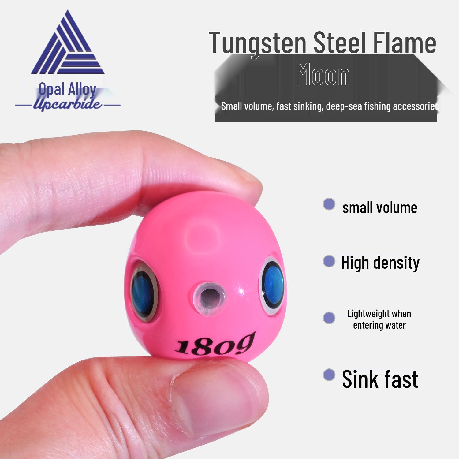 Red Gold Tungsten Fish Head Pendant: Eco-friendly Tungsten Alloy Sinker for Deep Sea Fishing. 60g Pink