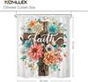 Floral Christian Shower Curtain For Bathroom Decor Flower Bible Verse Quotes Rustic Farmhouse Cross Scripture Retro Wooden Peony