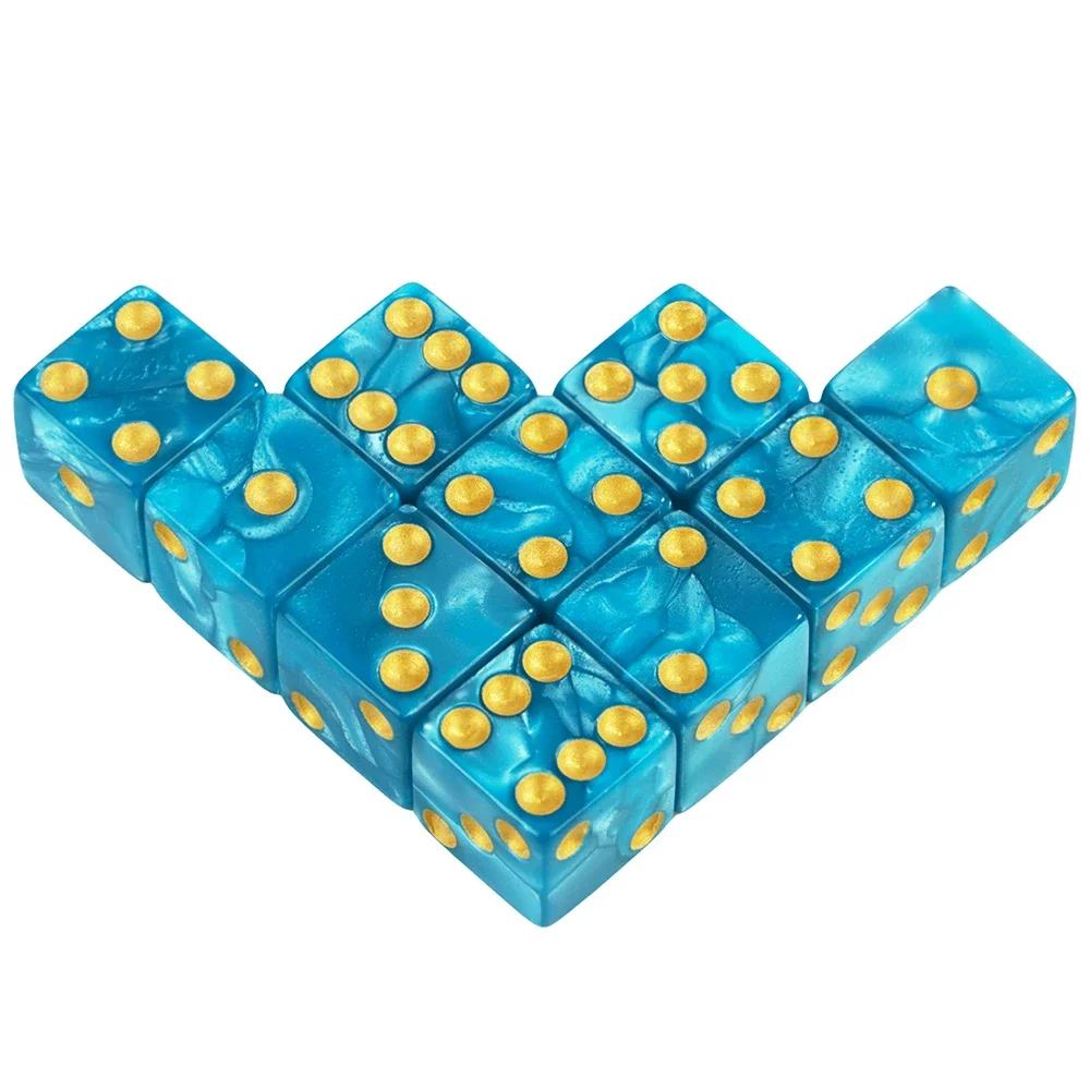 

Шестигранные игровые кости 16 мм Мраморный акрил D6 Набор кубиков для DND, RPG, Настольной игры или Обучения математике, Кости с эффектом авантюрина небесно-голубой