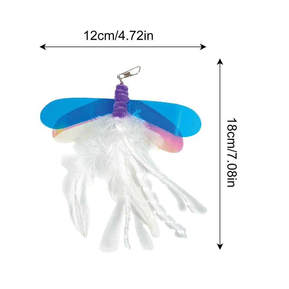 Cat Feather Teaser Cat Toy Dragonfly Shaped Interactive Kitten Feather Stick Cat Toy Feather Replacement For Cat Physical