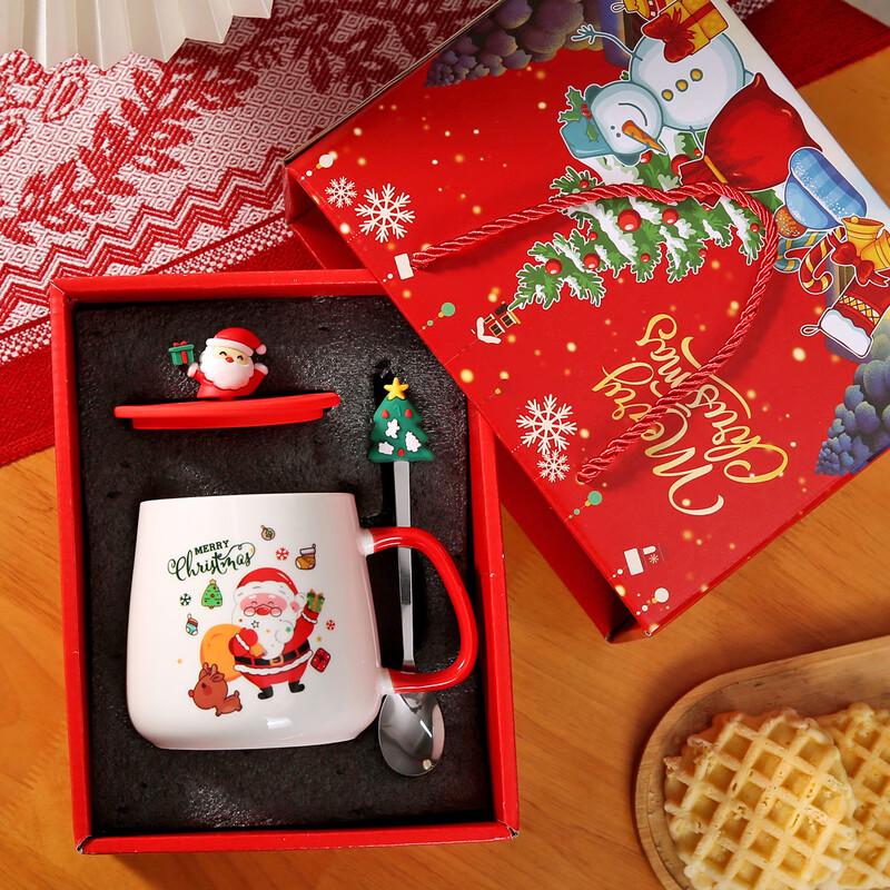 WJ Christmas Constant Temperature Ceramic Mug Single Cup with Silicone Lid Gift Box