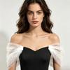 Solid Color Off Shoulder Sleeves With Pearls Detachable Shoulder Straps  Party