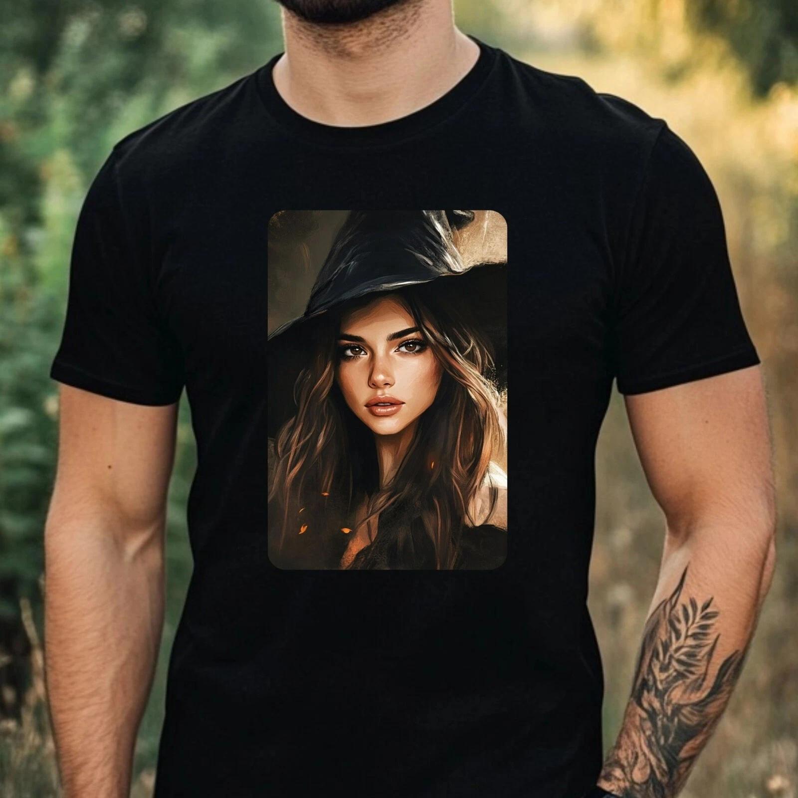 T-Shirt Herren Hexe Portrait Motiv Baumwolle Größe XS bis 5XL XXXXL