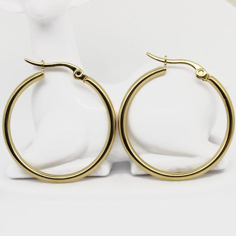 Classic European & American Versatile Stainless Steel Hoop Earrings for Women - Internet Celebrity Style