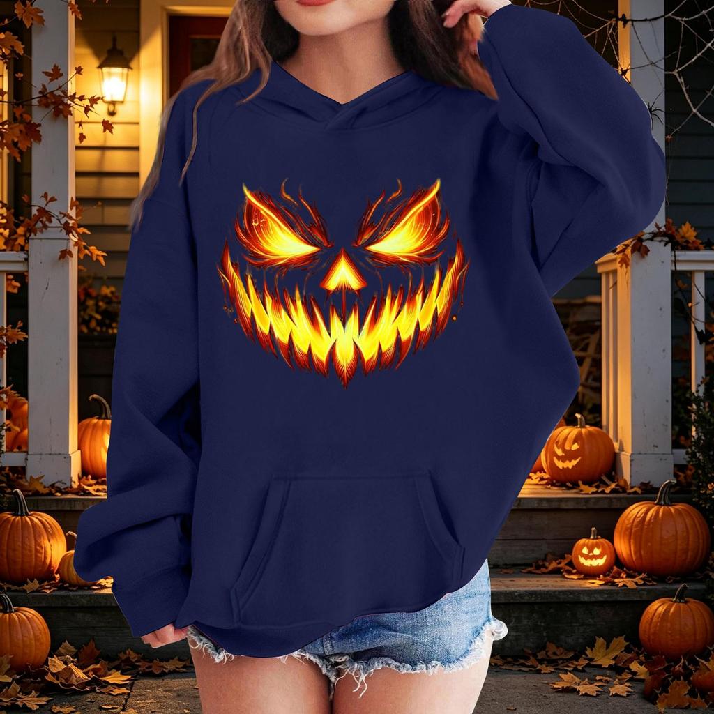 Kinder Halloween Kapuzenpullover mit Aufdruck Lässiger lockerer Pullover für Jungen Mädchen Party und Alltag