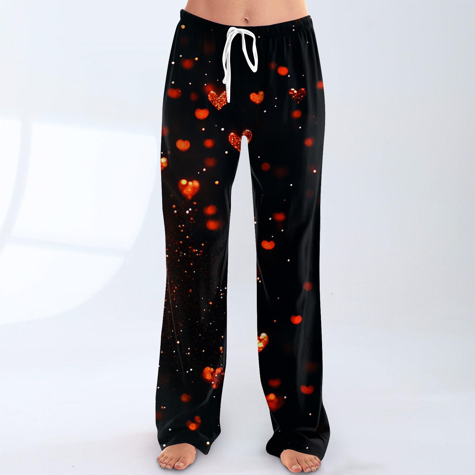

Женские пижамные штаны, одежда для сна, повседневные брюки с эластичной резинкой на талии, удобные прямые свободные брюки для йоги M