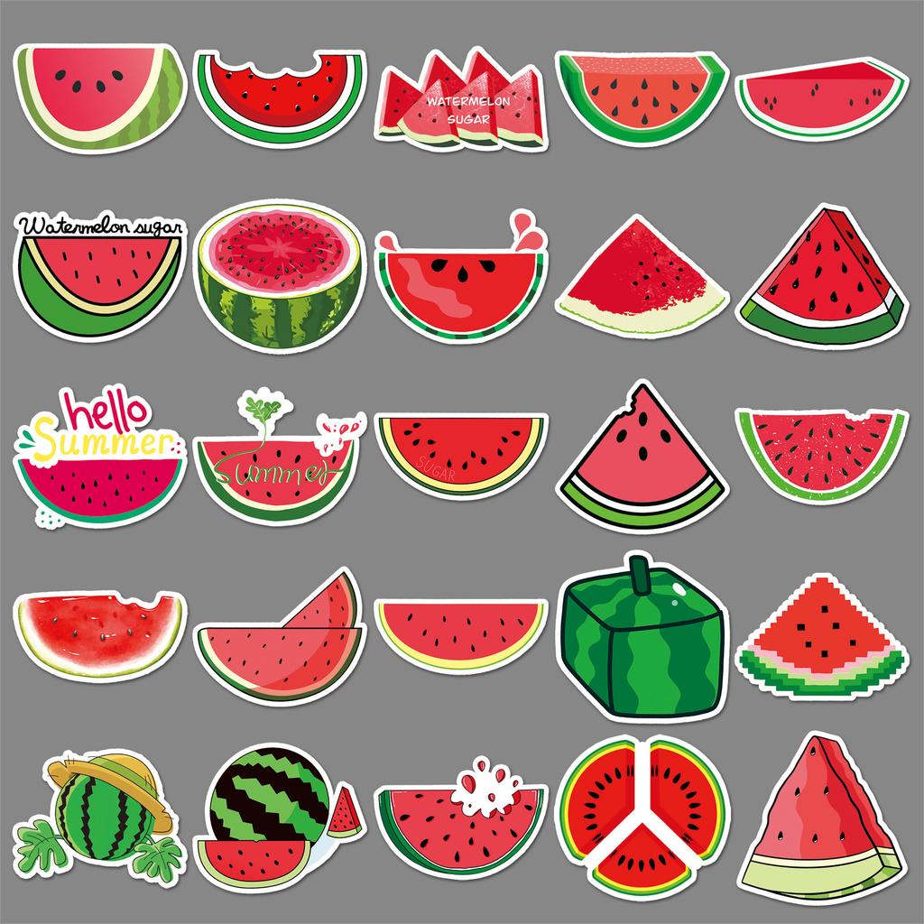 50 Watermelon Graffiti Stickers Personalized Cartoon Fruit Children's DIY Mobile Phone Case Water Cup Suitcase Stickers Waterproof