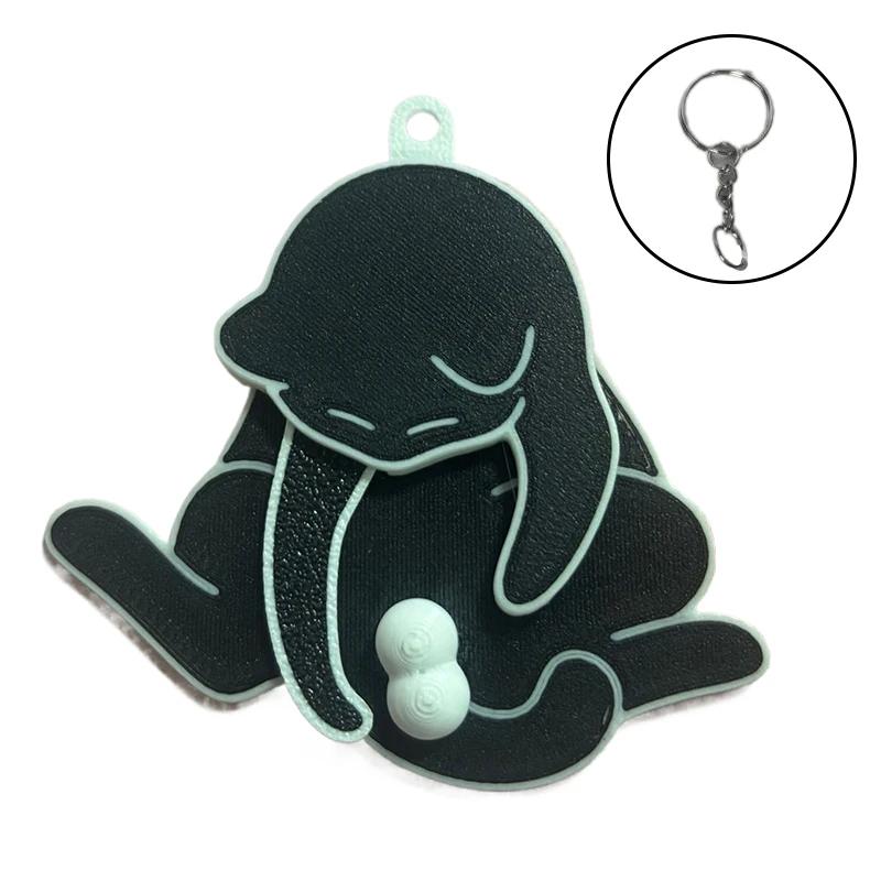 Creative Pull Play Egg Cat Keychain Fidget Toys Cute Funny Rotatable Acrylic Bag Pendant for Women Keyring Purse Bag Accessory