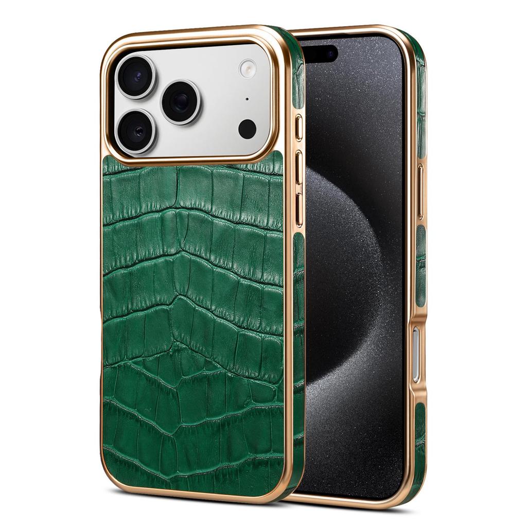 Denior Genuine Leather Crocodile Pattern Case for Apple iPhone 17ProMax 16.