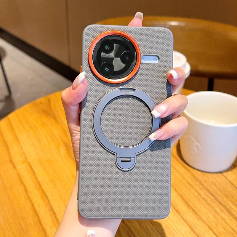 

For Redmi K80 K80 Pro solid color rotating magnetic stand anti-drop and anti-fingerprint phone case For Redmi K80